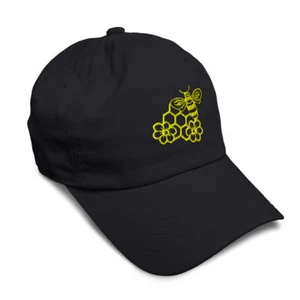 Soft Women Baseball Cap Bee Honey Comb and Flowers Embroidery Dad Hats for Men - Picture 1 of 55