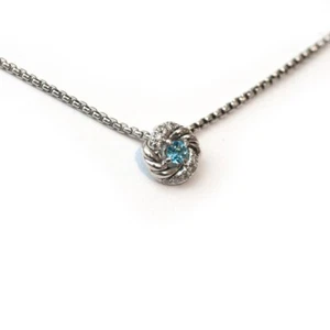 David Yurman Neu 8mm Petite Unendlichkeit Geburtsstein 17 " Halskette Blau Topas - Bild 1 von 9