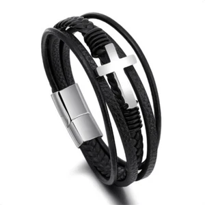 To My Son Pray Through It Leather Cross Bracelet with Gift Card Wristband Gift - Picture 1 of 11