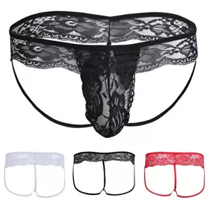 Mutandine uomo sexy lingerie sissy marsupio pizzo per boxer slip intimo gay - Foto 1 di 22