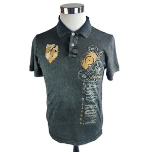 Polo chitarra Hard Rock Cafe uomo piccola logo ricamato 100 cotone nero - Foto 1 di 5