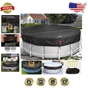 Super Strong Black Round Pool Cover - 500D Fabric with 634N Tear Resistance - Picture 1 of 11