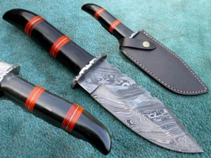 Damascus Hunting Knife, Custom Handmade Damascus Steel Camping Knife, EDC Knife - Picture 1 of 7