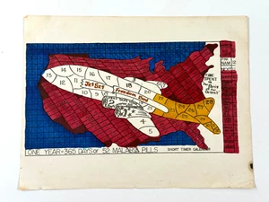vtg 1960s 70s Vietnam Short Timer Flyer Countdown Outsider Folk Art Calendar - Picture 1 of 14