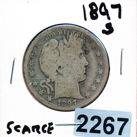 BARBER LIBERTY HALF - 1897-S SCARCE DATE - #2267 Cover