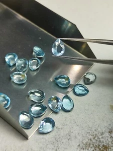 Vibrant Blue Topaz Pear Gemstone 6x8mm - A Delight - Picture 1 of 2