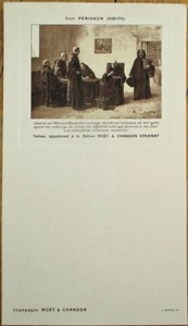 Champagne Moet & Chandon, Dom Perignon 1920 Menù Pubblicitario Francese, Litografia a Colori - Foto 1 di 1
