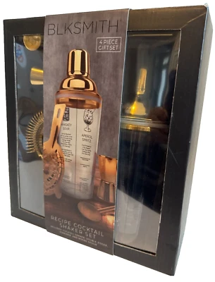 Juego de coctelera de receta BLKSMITH dorado acero inoxidable 4 piezas nuevo en caja Foto 1 de 4