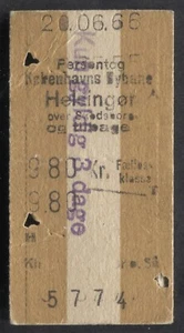 #63447 Helsingor Dänemark 20.6.1966. Bahnticket - Bild 1 von 2