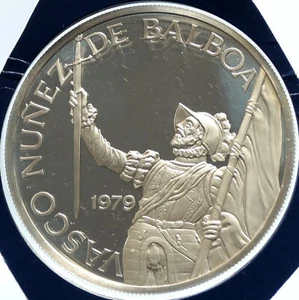 1979 PANAMA Spanish Conquistador Hero LARGE Proof Silver 20 BALBOA Coin i103985 - Picture 1 of 3