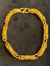 Vintage Dubai Handmade Unisex Link Bracelet In Solid 916 Stamped 22K Yellow Gold