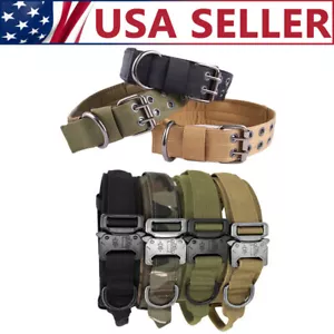 Heavy Duty Tactical Military Dog Training Collar Adjustable Metal Buckle M L XL - Picture 1 of 23