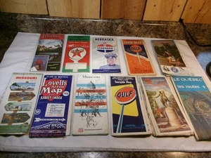 Lot of 11 Vintage Assorted Folding Paper Road Maps - Picture 1 of 19