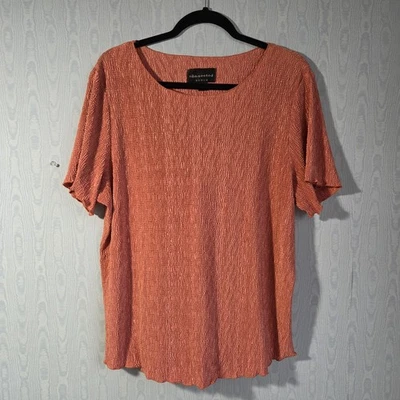 Blusa de mujer Connected 3X coral naranja manga corta arrugada texturizada elástica  Foto 1 de 4