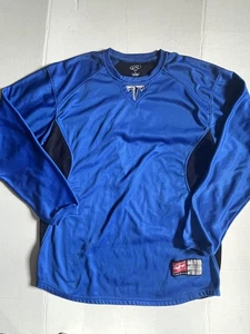 Rawlings Shirt Mens Large Blue Black Long Sleeve Performance Baseball Athletic - Picture 1 of 6