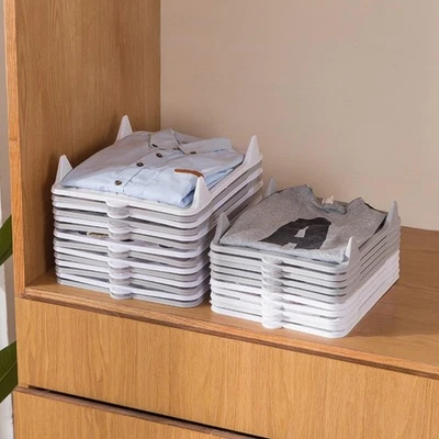 Plastic Clothing Organizer for Wardrobes For drawers Non Slip T Shirt Rack - Image 1 of 4