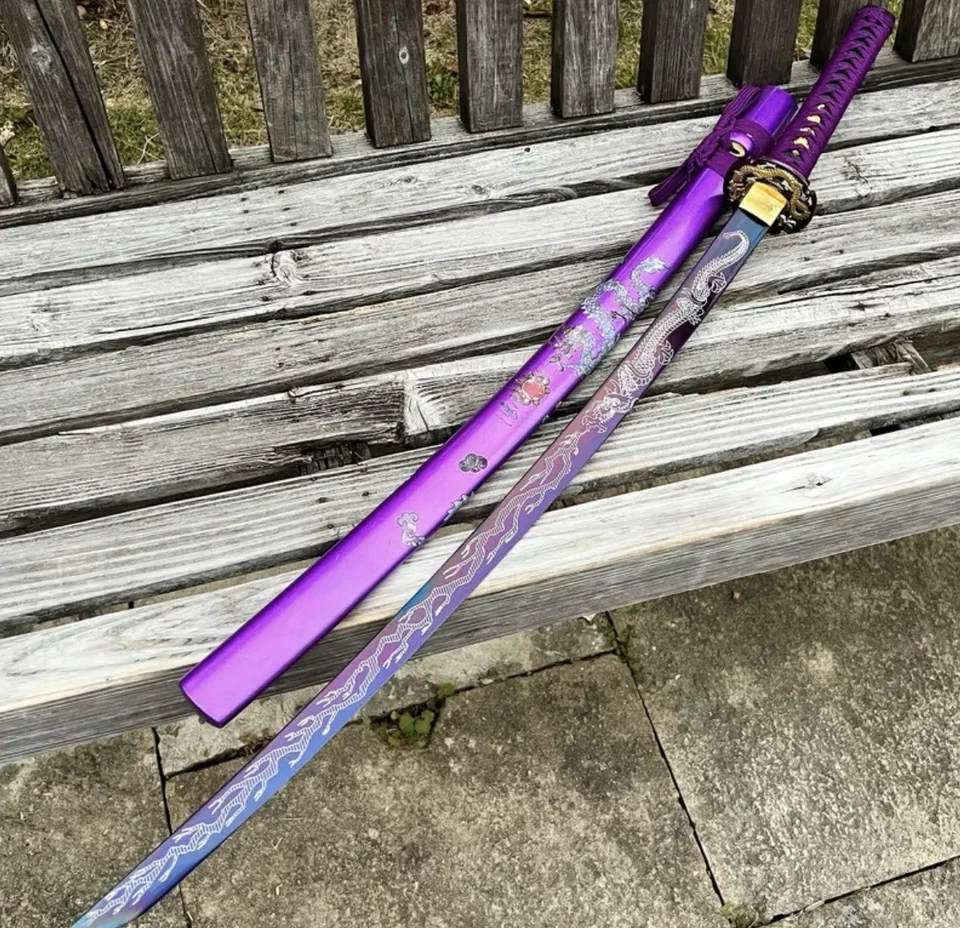 Espada samurai japonesa feita à mão Katana, aço carbono 1060. - Imagem 1 de 4