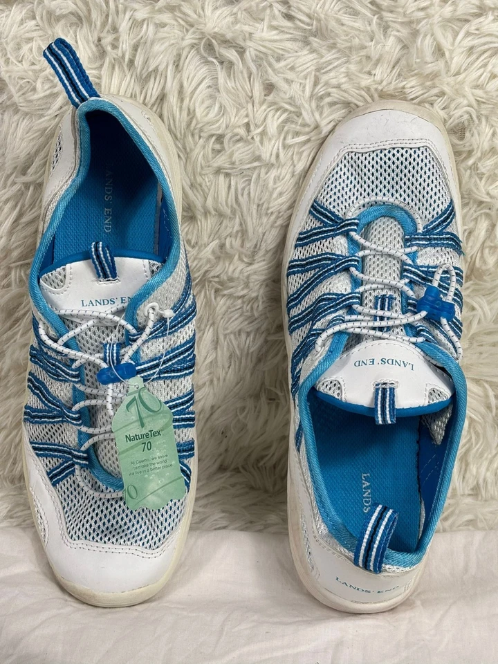Zapatillas deportivas Lands End Nature Tex para mujer talla 10 azul blanco Foto 1 de 4
