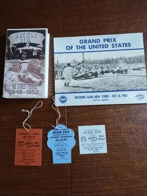 LOT: 59,'60,'62 Watkins Glen Grand Prix Race Tickets; '61 Program; VHS,Post Card - Image 1 of 4