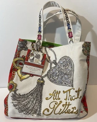 Brighton All That Glitters Women Handbag Multicolor Canvas Inner Pocket Tote Bag - Image 1 of 4
