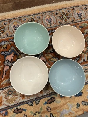 🥣 Juego de 4 cuencos de cereal bisque de lona para el hogar de porcelana multicolor hechos a mano Foto 1 de 4