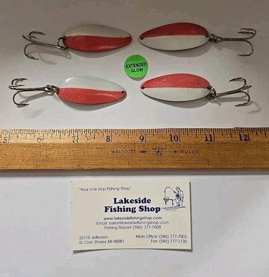 LOT OF 4 UNBRANDED 2.25" WALLEYE SPOONS FISHING CASTING LURES EXTENDED GLOW - Image 1 of 3