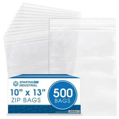 - 10” X 13” (500 Count) 2 Mil Clear Reclosable Zip Plastic Poly Bags with Res... - Image 1 of 4