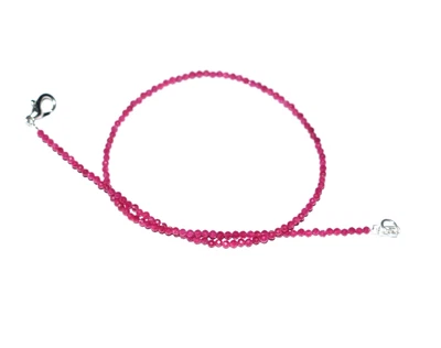 925 Sterling Silver Natural Red Ruby Gemstone 2 mm Beads 26" String Necklaces — 第 1/4 张图片