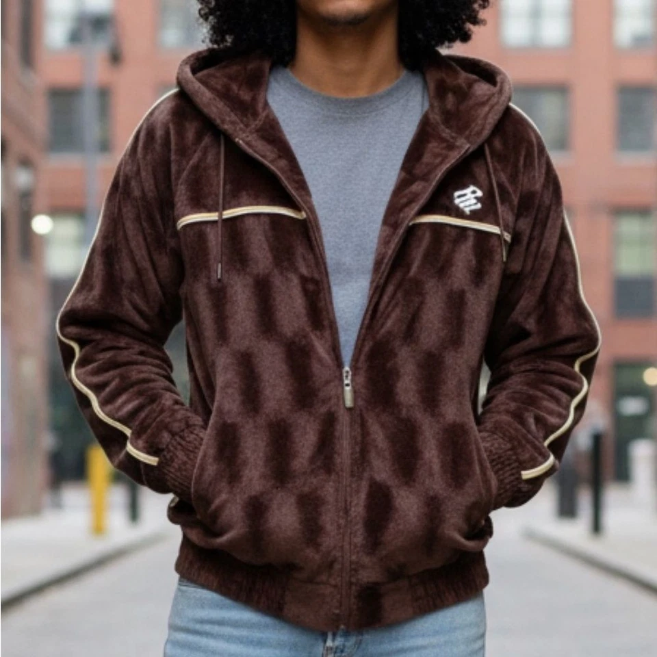Chaqueta de felpa vintage Rocawear chocolate Y2K jay z Damon tablero hip hop ropa de calle Foto 1 de 4