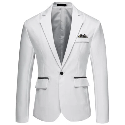 Men's Tuxedo Jacket Notched Lapel One Button Suit Blazer for Dinner Wedding Prom - Image 1 of 4