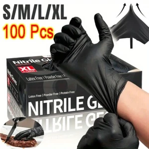 🧤 Gants Nitrile Noirs Jetables - 100 pcs, Résistants, Sans Poudre, Multi-Usages - Imagen 1 de 12