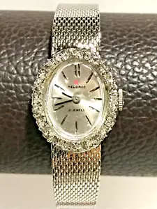 Vintage Helbros 21 Jewels Genuine Diamonds Ladies Mechanical Dress Watch Works - Picture 1 of 21