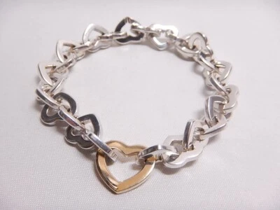 Bracciale Tiffany & Co a maglie di cuore in argento sterling 925 750 18 carat... - Immagine 1 di 3