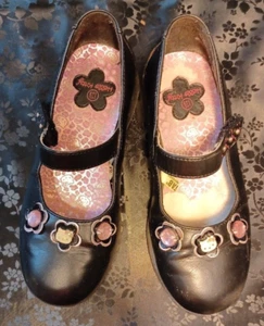 Hello Kitty Black Dress Shoes - RARE Vintage Size 12.5 Children's 12 1/2 - Picture 1 of 6