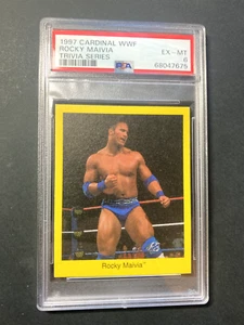 1997 Cardinal WWF Trivia Series ROCKY MAIVIA The Rock Rookie RC PSA 6 EX-MT - Bild 1 von 2
