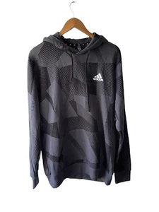Felpa con cappuccio Adidas taglia M grigia e nera stampa all over grafica - Nuova - Foto 1 di 5
