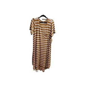 LuLaRoe Carly Purple Striped Dress With Pocket NWT Large - Picture 1 of 10