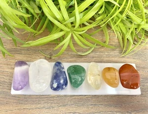8” Selenite Ruler Chakra Stone Set Personal Kit Therapy Stones Cleanse Recharge - Picture 1 of 9