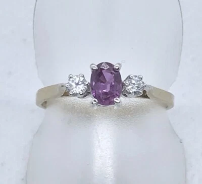 9ct Yellow & White Gold Ruby & Cubic Zirconia 3 Stone Ring - Image 1 of 4