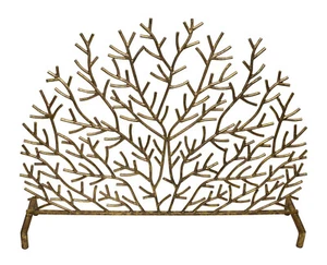 Coral Reef Design Fireplace Fire Screen Italian Gold Patina 31"H - Picture 1 of 3