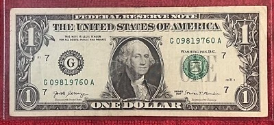 Fancy Serial Number $1 DOLLAR BIRTHDAY September 8 1976 MEMORIAL REMEMBRANCE - Image 1 of 2