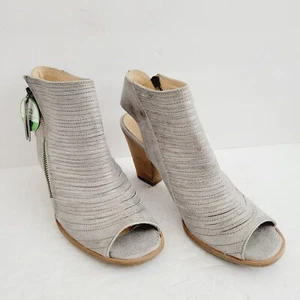 PAUL GREEN Cayanne Leather Peep Toe Sandal BOOTIE Silver Gray Smoke, Size 8,5 - Picture 1 of 9
