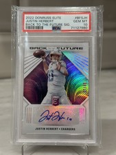2022 Donruss Elite BACK TO THE FUTURE SSP /49 JUSTIN HERBERT AUTO PSA 10 POP 7!