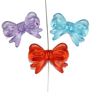 Craft Mixed Colour Transparent Acrylic Charm Beads Various Big Butterfly Bows - Picture 1 of 13