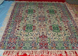62x75'' Vintage old- unique TABLECLOTH-Rugs-Multi-Colored - Picture 1 of 10