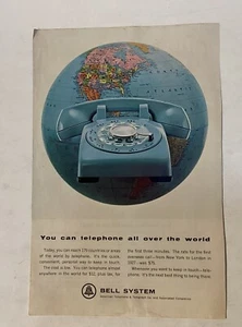 1964 Bell Telephone Blue Dial Phone & Globe Print Ad #22 Vintage Antique - Picture 1 of 6