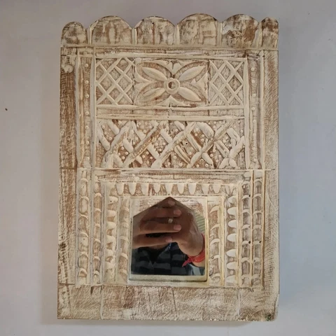 Old Indian Mirror Reclaimed Antique Furniture Mirror Home Decor Wooden Handmade Cover