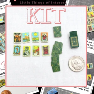Kit 22 TAROT CARDS Major Arcana Tarot Deck Cards And Box Tutorial 1:12 Scale Gr - Picture 1 of 4