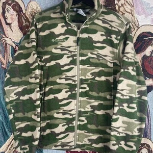Columbia Boys Camo Fleece Size 14/16 Button Front Pocket - Picture 1 of 8