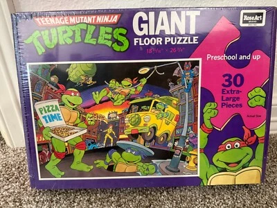 Giant Floor Puzzle Teenage Mutant Ninja Turtles TMNT 1989 Rose Art NEW SEALED - Image 1 of 2